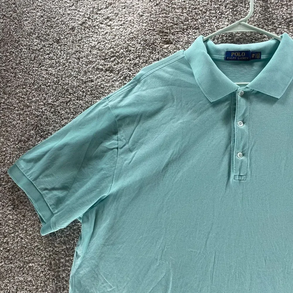 Polo Ralph Lauren Polo Shirt Adult 2XB Blue Short Sleeve Cotton Casual Pony Mens